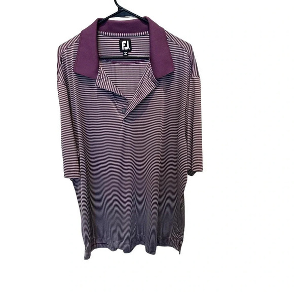 FootJoy‎ Purple White Striped Short Sleeve Performance Golf Polo Shirt Size XXL - Picture 1 of 3